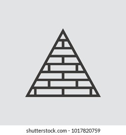 Pyramid icon isolated of flat style. Vector illustration.