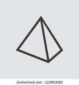 Pyramid icon isolated of flat style. Vector illustration.