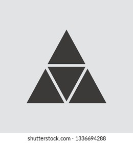 Pyramid icon isolated of flat style. Vector illustration.