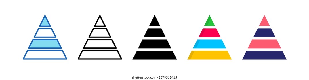 Pyramid Icon Multiple Style Set Collection.