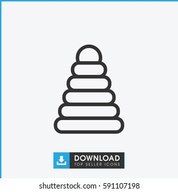 pyramid icon. Simple outline pyramid vector icon. On white background.