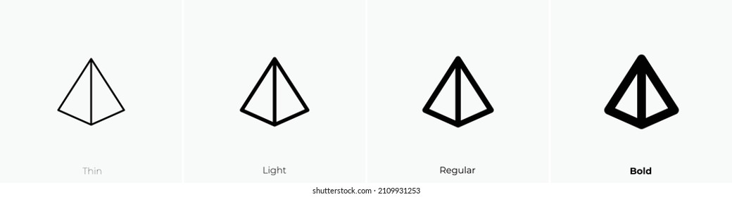 pyramid icon. Thin, Light Regular And Bold style design isolated on white background