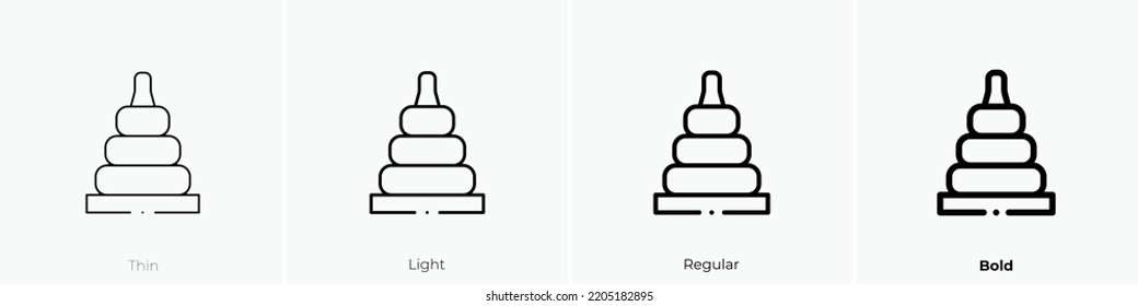 pyramid icon. Thin, Light Regular And Bold style design isolated on white background
