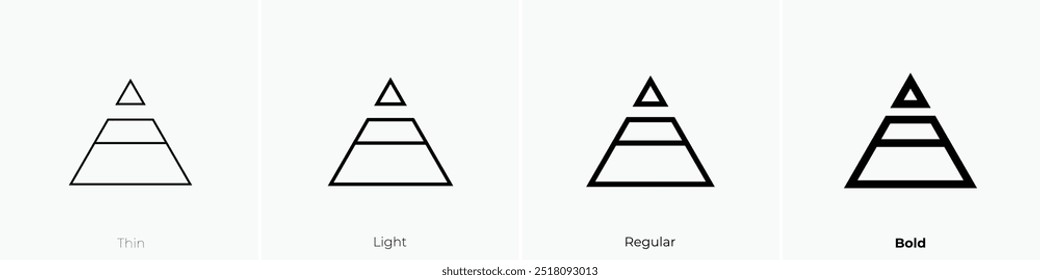 pyramid icon. Thin, Light Regular And Bold style design isolated on white background