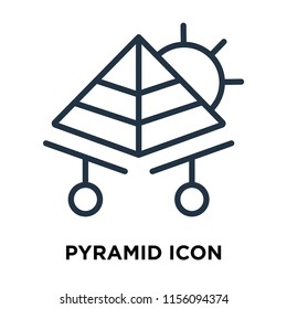 Pyramid icon vector isolated on white background, Pyramid transparent sign , thin symbols or lined elements in outline style