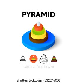 Pyramid icon, vector symbol in flat, outline and isometric style