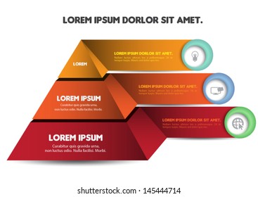 Pyramid with icons for business concept background.can use for planing, education diagram,data flow.