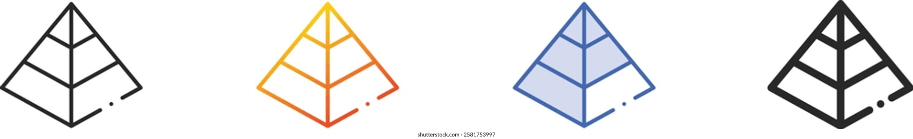 pyramid icon.Thin Linear, Gradient, Blue Stroke and bold Style Design Isolated On White Background