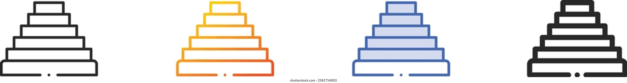 pyramid icon.Thin Linear, Gradient, Blue Stroke and bold Style Design Isolated On White Background