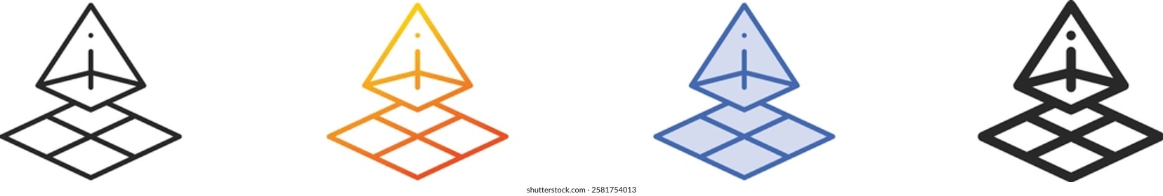 pyramid icon.Thin Linear, Gradient, Blue Stroke and bold Style Design Isolated On White Background