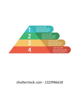 Pyramid Info graphic in Four Steps 4 Positions Modern Template Horizontal Colorful
