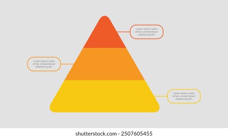 Pyramid Infografik mit 3 Ebenen, Schritten oder Optionen.