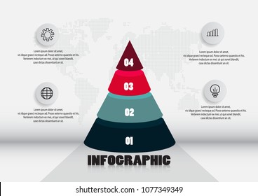 Pyramid infographic 3D template with 4step vector illustration  eps10