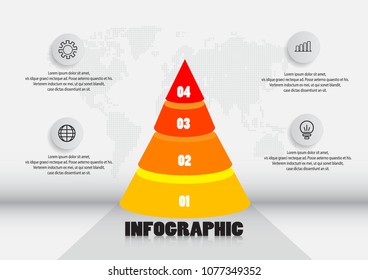 Pyramid infographic 3D template with 4step vector illustration  eps10