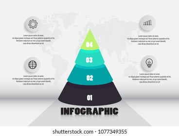 Pyramid infographic 3D template with 4step vector illustration  eps10