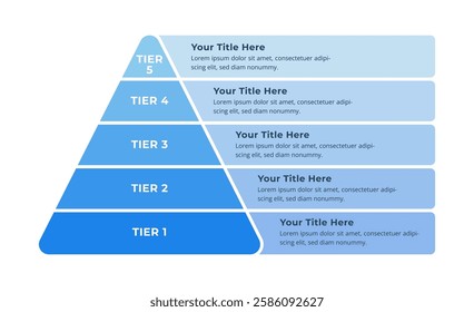 Pyramid Infographic with 5 Steps for Business Presentation, Poster, Banner and Booklet.