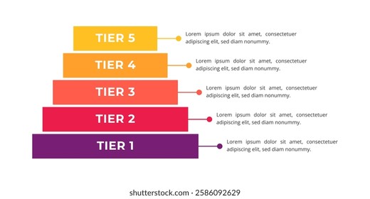 Pyramid Infographic with 5 Steps for Business Presentation, Poster, Banner and Booklet.