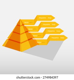 pyramid with infographic arrows. Vector design