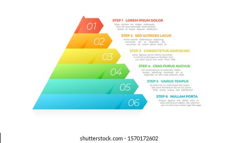 Pyramid Infographic. Business Data Visualization With 6 Options, Steps Or Processes. Vector Business Template For Presentation.