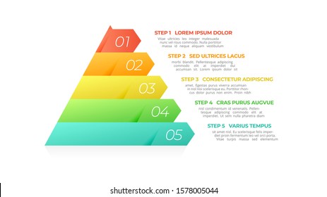 Pyramid-Infografik. Visualisierung von Geschäftsdaten mit 5 Optionen, Schritten oder Prozessen.Vektorillustration Business Template für die Präsentation.