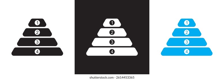 Pyramid  infographic chart icon set. Vector for websites, mobile interfaces, presentations, banner, visual branding etc. Vector illustration. isolated on white and black background. EPS 10