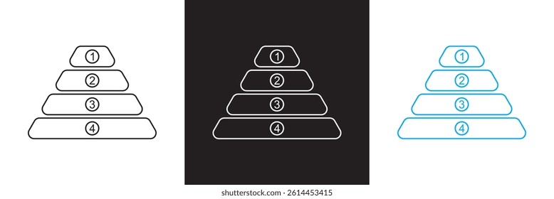 Pyramid  infographic chart icon set. Vector for websites, mobile interfaces, presentations, banner, visual branding etc. Vector illustration. isolated on white and black background. EPS 10