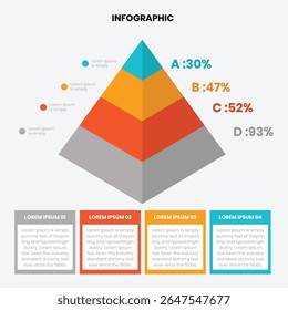 Pyramid Infographic Design, 4 option Hierarchy Template for Business and Marketing