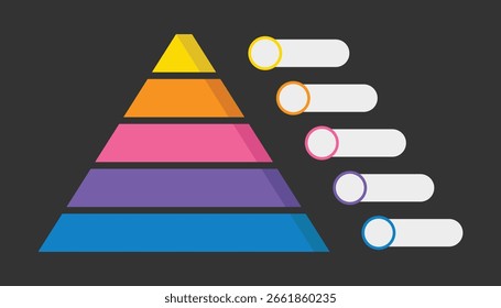 Diseño de infografía de la pirámide con 5 pasos