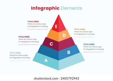 Pyramid infographic design element template, layout vector for presentation, banner, report, brochure, flyer.