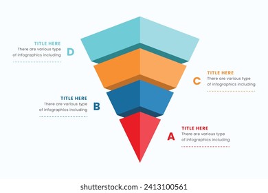 Plantilla de elemento de diseño infográfico pirámide, vector de diseño para presentación, banner, informe, folleto y volante.