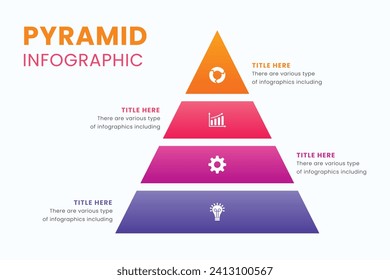 Pyramid infographic design element template, layout vector for presentation, banner, report, brochure, and flyer.