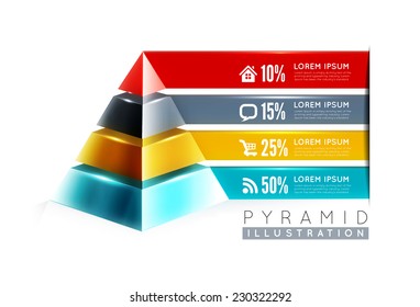 Pyramid infographic design template vector illustration isolated on white