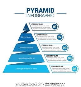 Pyramid Infografik, Funnel Pyramid Business Infografik mit 4 Diagrammen. Die Vorlage kann bearbeitet, neu gefärbt und bearbeitet werden. EPS-Vektorgrafik	