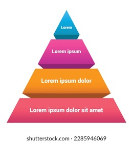 Pyramid Infografik, Funnel Pyramid Business Infografik mit 4 Diagrammen. Die Vorlage kann bearbeitet, neu gefärbt und bearbeitet werden. EPS-Vektorgrafik	