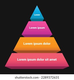 Pyramid Infographic, funnel pyramid business infographic with 4 charts. Template can be edited, recolored, editable. EPS Vector	