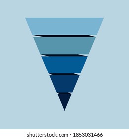 Pyramid Infographic, funnel pyramid business infographic with 5 charts. Template can be edited, recolored, editable. EPS Vector