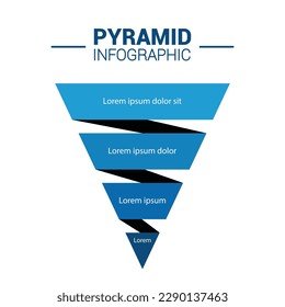 Pyramid Infographic, funnel pyramid business infographic with 5 charts. Template can be edited, recolored, editable. EPS Vector	