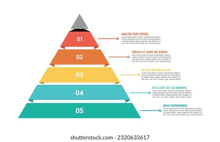 Pyramid Infographic, funnel pyramid business infographic with 5 charts. Template can be edited, recolored, editable. EPS Vector