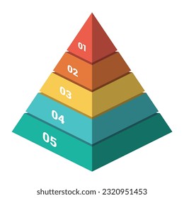 Pyramid Infographic, funnel pyramid business infographic with 5 charts. Template can be edited, recolored, editable. EPS Vector