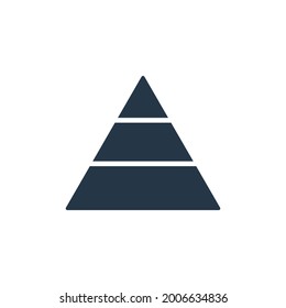 Pyramid infographic template with 3 charts. Business concept. Black triangle data segments. Vector illustration isolated on white.