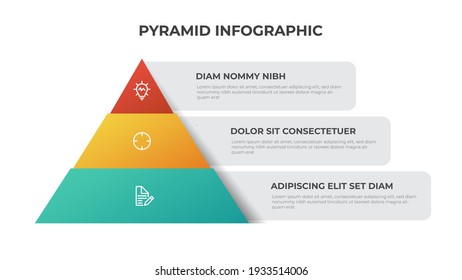 Pyramid infographic template with 3 options, multipurpose layout for presentation, banner, brochure, flyer, etc.