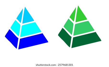 Pyramid infographic template with 3 tiers. Blank 3 tier infographic