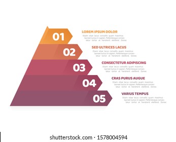 Pyramid infographic template with 5 elements