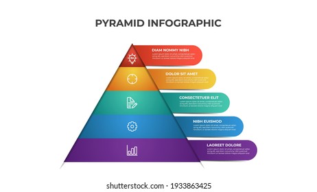 Pyramid Infographic Colorful Template 5 Steps Stock Vector (Royalty ...