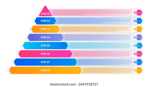 Pyramid Infographic Template 8 eight Elements for Business Stock Vector