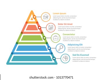 Pyramid infographic template with five elements, vector eps10 illustration