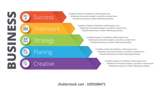 Pyramid infographic template with five elements and text. One from a set of vector illustrations. 
Can be used for workflow layout, diagram, business step options, banner, web design.