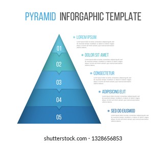 Pyramid infographic template with five elements, vector eps10 illustration