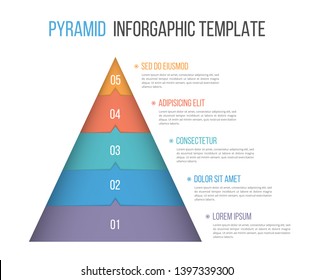 Pyramid infographic template with five elements, vector eps10 illustration