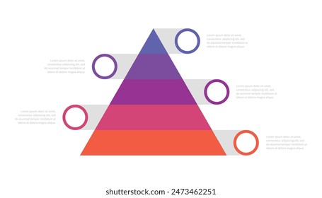 Pyramid infographic template with five level or steps. Slide for business presentation.